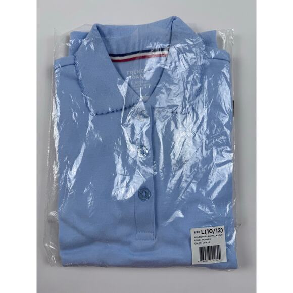 French Toast Girls Light Blue Picot Collar Polo – Size L (10/12), New - Picture 9 of 9